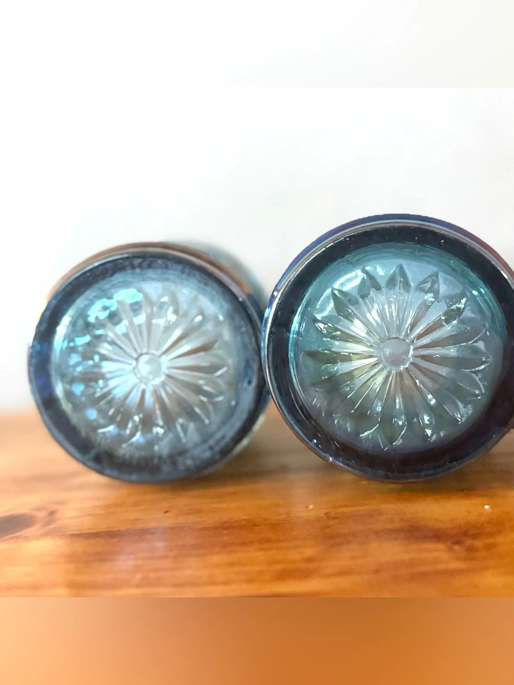 Indiana Glass Sugar & Creamer Set Windsor Design Carnival Glass Iridescent Blue